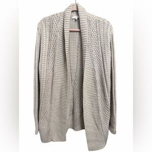 Reiss Light Gray Cable Knit Cardigan